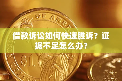 武汉借款诉讼如何快速胜诉？证据不足怎么办？